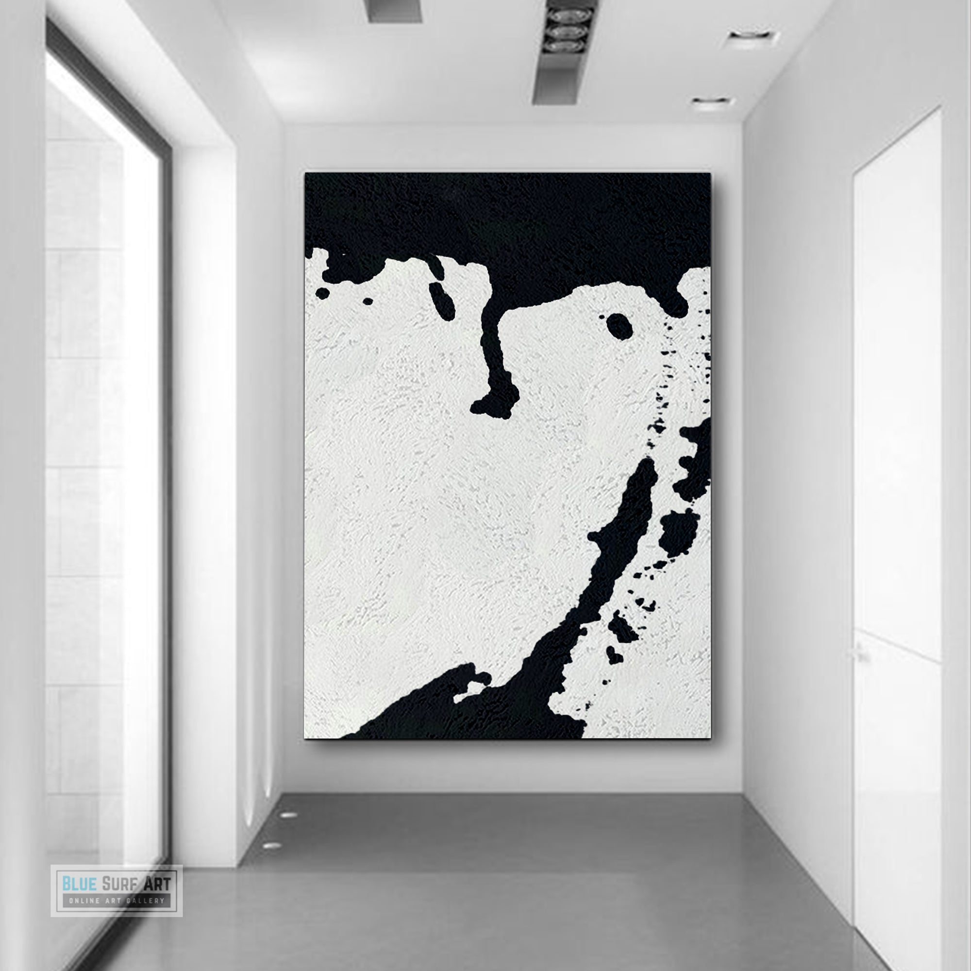 Oversized Black and White Abstract Canvas Wall Art, Original Oil Painting, Living Room Wall Art Decor no. 27