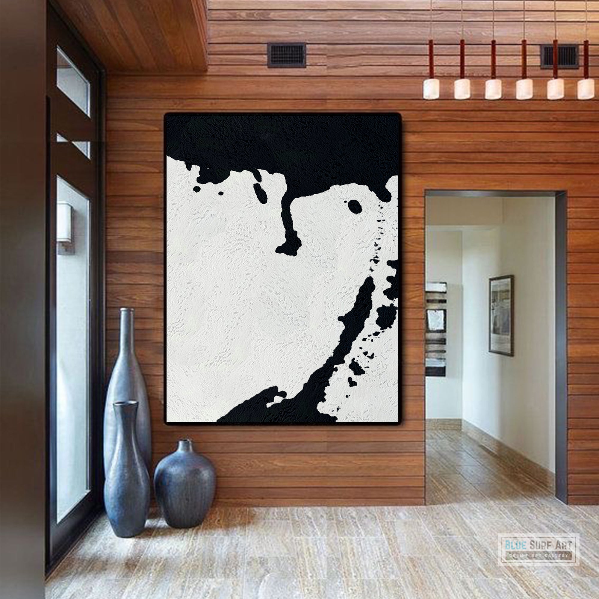 Oversized Black and White Abstract Canvas Wall Art, Original Oil Painting, Living Room Wall Art Decor no. 27