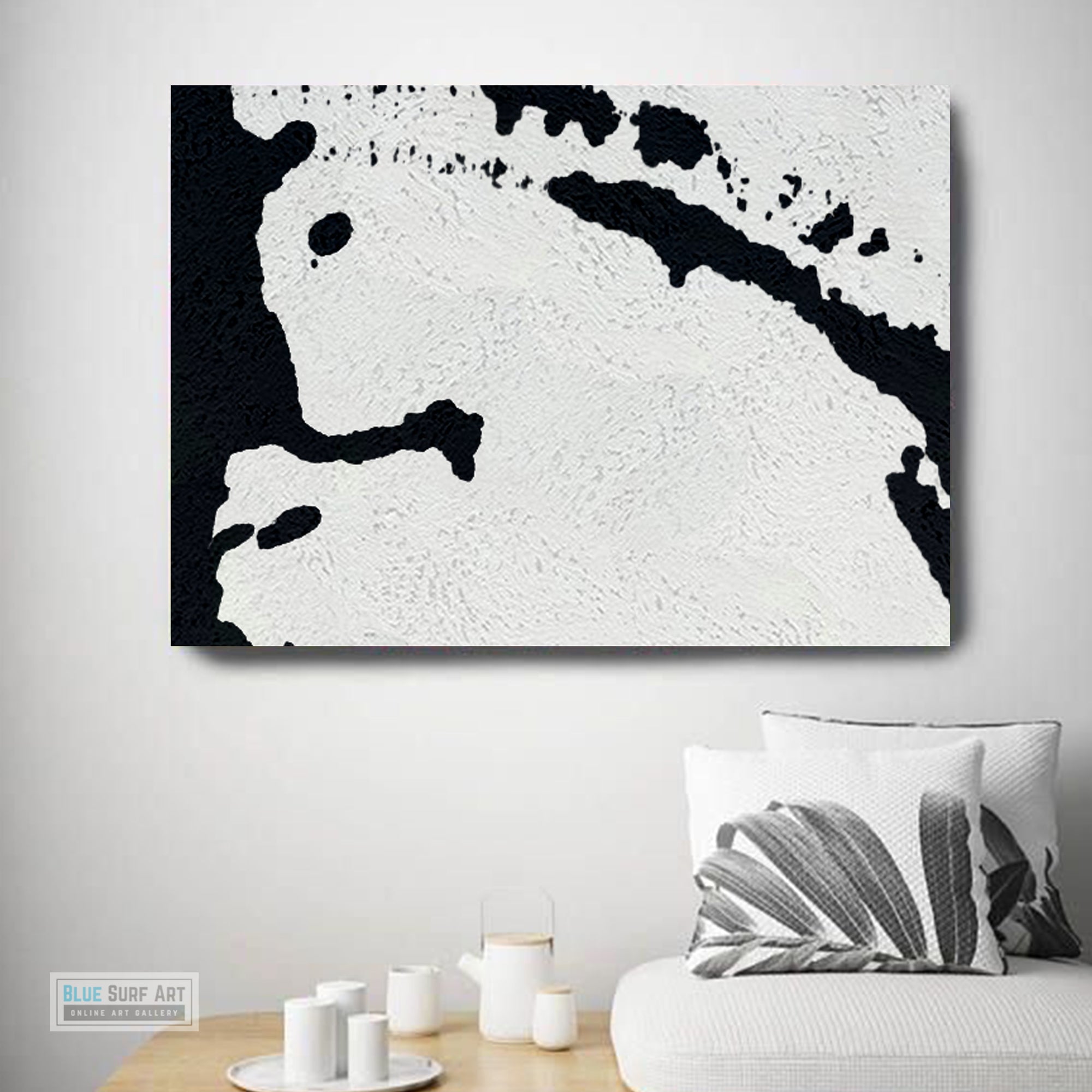 Oversized Black and White Abstract Canvas Wall Art, Original Oil Painting, Living Room Wall Art Decor no. 27