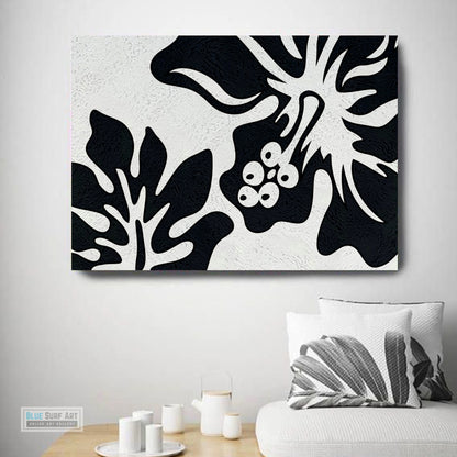 Oversized Black and White Abstract Canvas Wall Art, Original Oil Painting, Floral Living Room Wall Art Decor no. 28