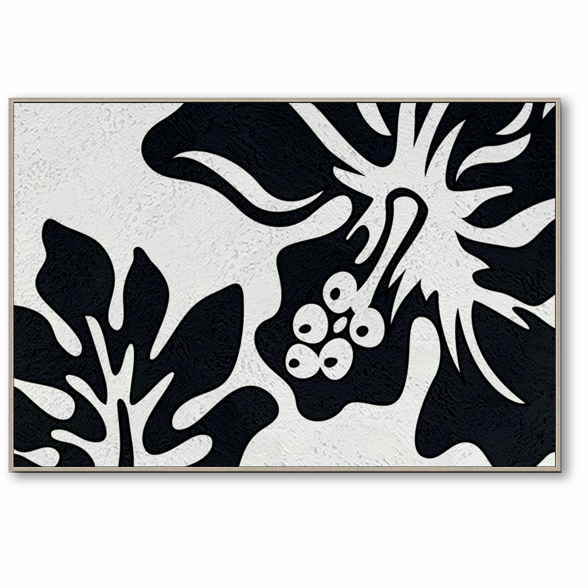 Oversized Black and White Abstract Canvas Wall Art, Original Oil Painting, Floral Living Room Wall Art Decor no. 28