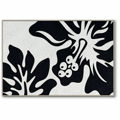 Oversized Black and White Abstract Canvas Wall Art, Original Oil Painting, Floral Living Room Wall Art Decor no. 28