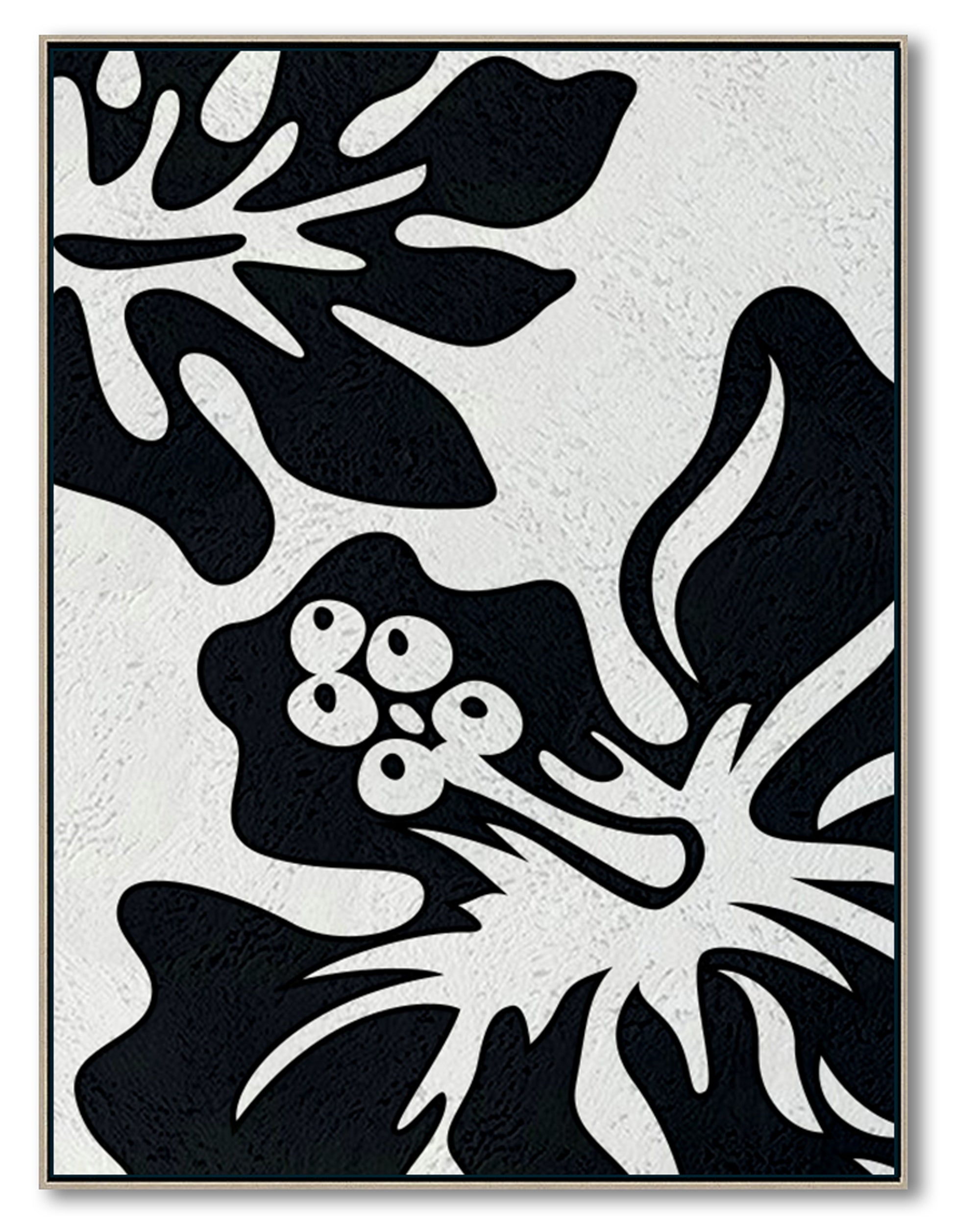 Oversized Black and White Abstract Canvas Wall Art, Original Oil Painting, Floral Living Room Wall Art Decor no. 28