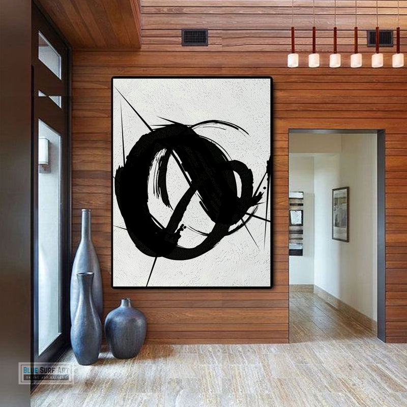 Contemporary Black and White Abstract Canvas Wall Art, Original Oil Painting, Living Room Wall Art Decor no. 29