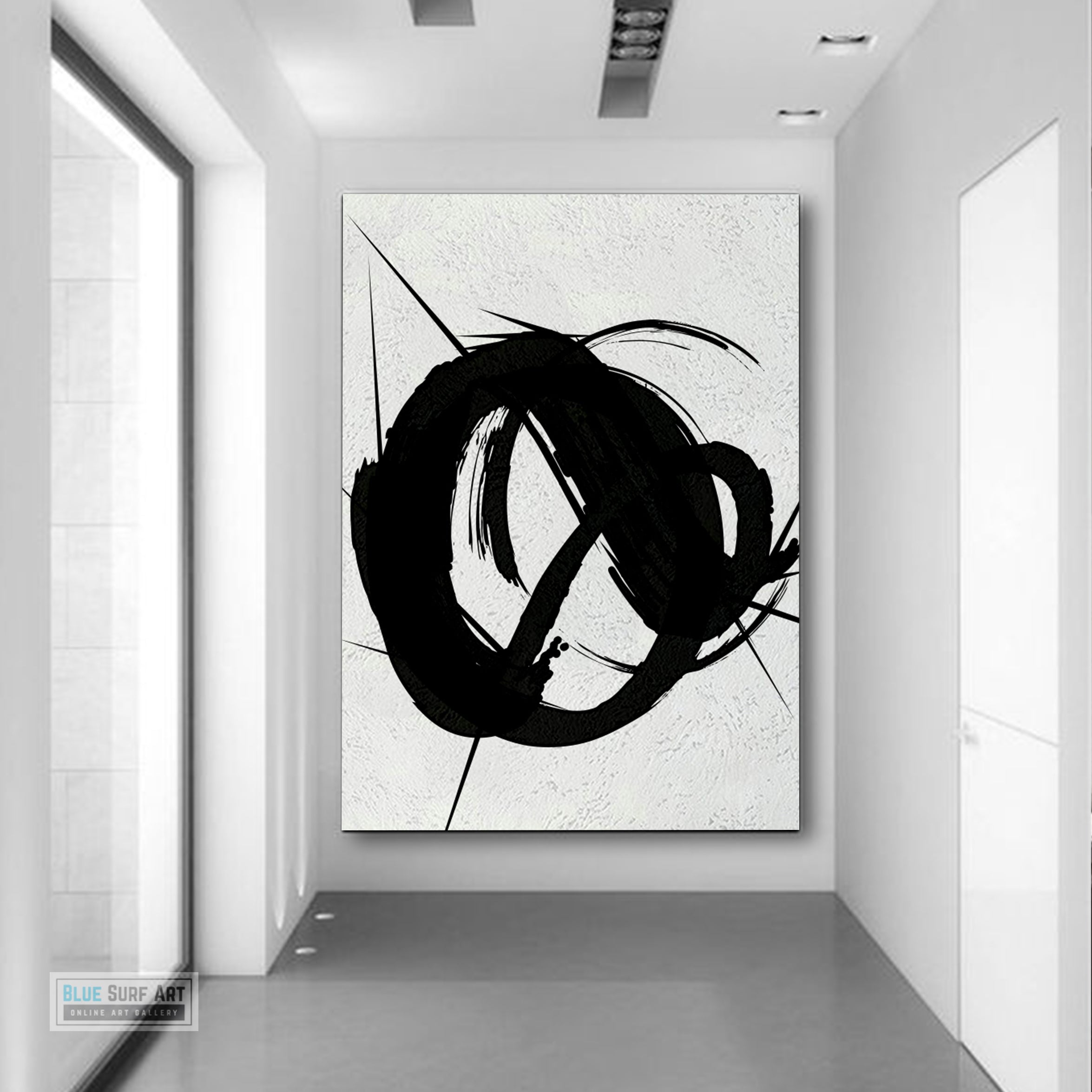 Contemporary Black and White Abstract Canvas Wall Art, Original Oil Painting, Living Room Wall Art Decor no. 29