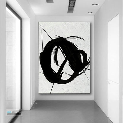 Contemporary Black and White Abstract Canvas Wall Art, Original Oil Painting, Living Room Wall Art Decor no. 29