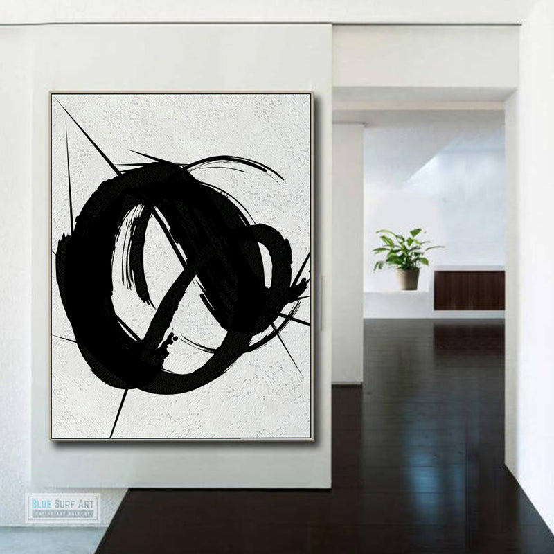 Contemporary Black and White Abstract Canvas Wall Art, Original Oil Painting, Living Room Wall Art Decor no. 29