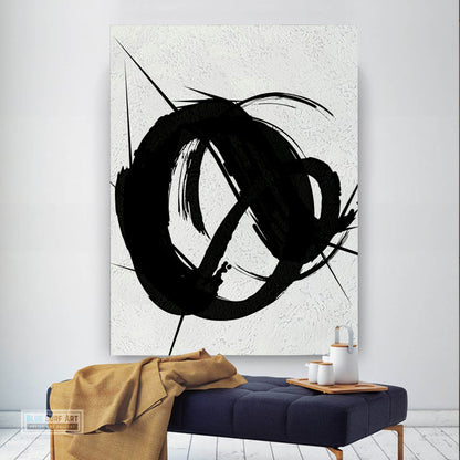 Contemporary Black and White Abstract Canvas Wall Art, Original Oil Painting, Living Room Wall Art Decor no. 29