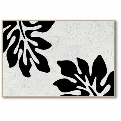 Minimalist Black and White Abstract Canvas Wall Art, Original Oil Painting, Floral Art, Living Room Wall Art Decor no. 30