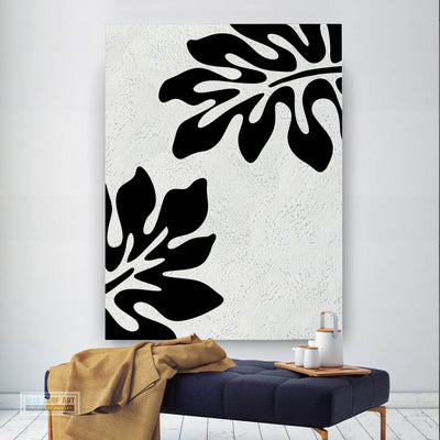 Minimalist Black and White Abstract Canvas Wall Art, Original Oil Painting, Floral Art, Living Room Wall Art Decor no. 30
