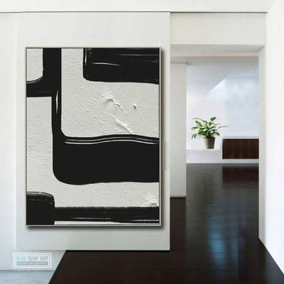 Large Black and White Abstract Canvas Wall Art, Original Oil Painting, Living Room Wall Art Decor no. 32