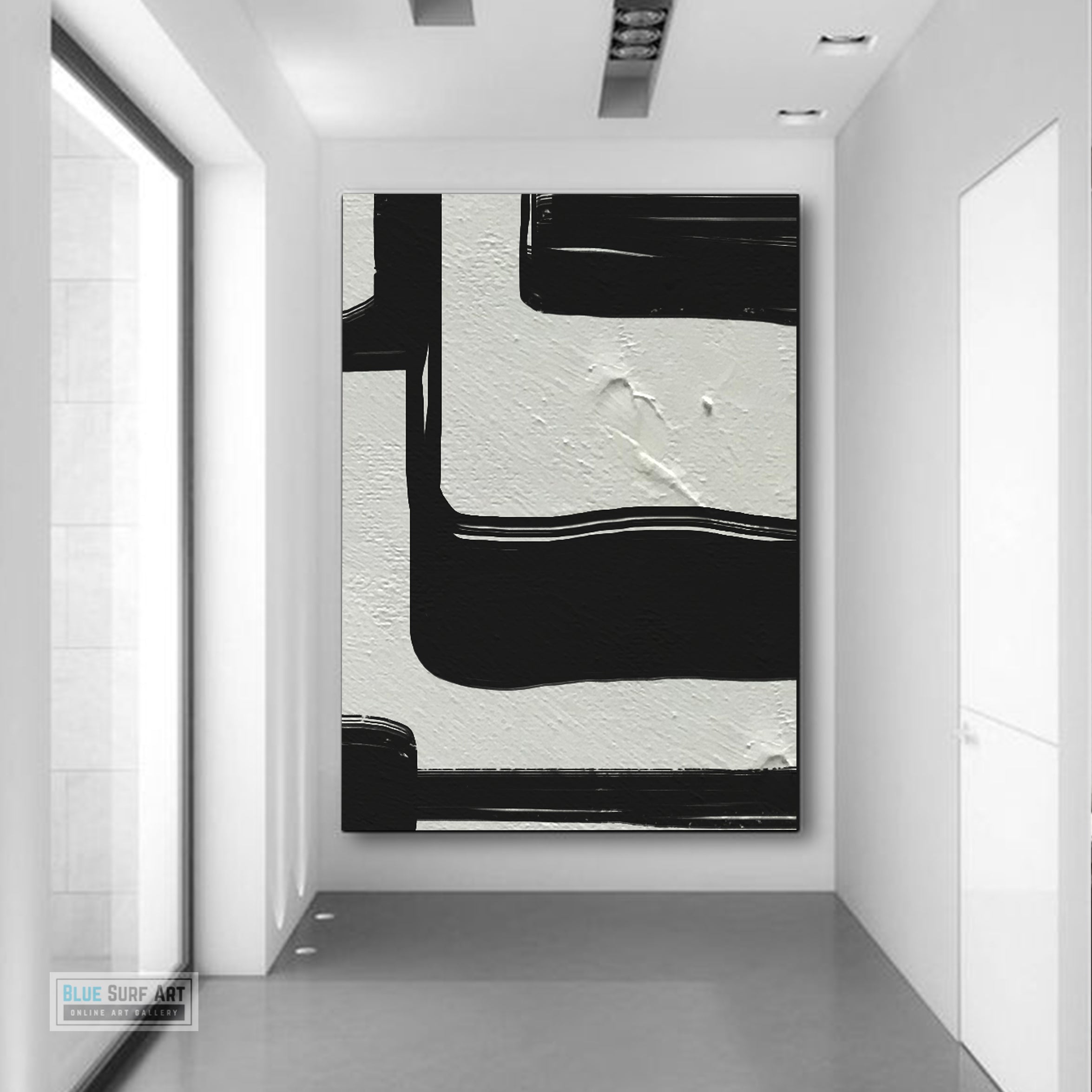 Large Black and White Abstract Canvas Wall Art, Original Oil Painting, Living Room Wall Art Decor no. 32