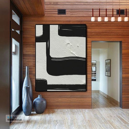 Large Black and White Abstract Canvas Wall Art, Original Oil Painting, Living Room Wall Art Decor no. 32