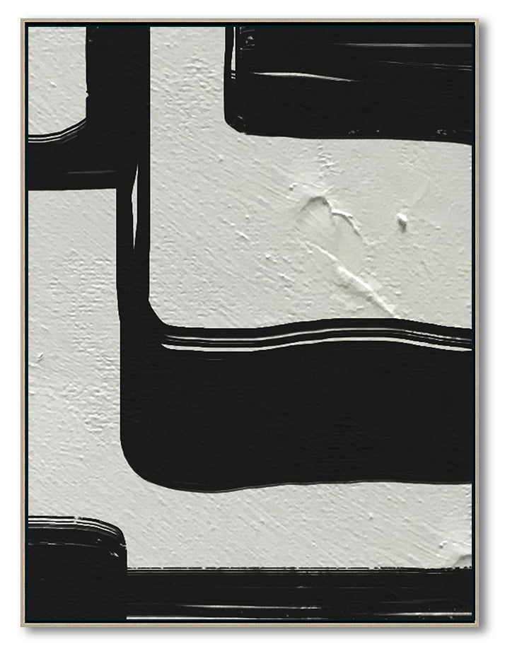 Large Black and White Abstract Canvas Wall Art, Original Oil Painting, Living Room Wall Art Decor no. 32
