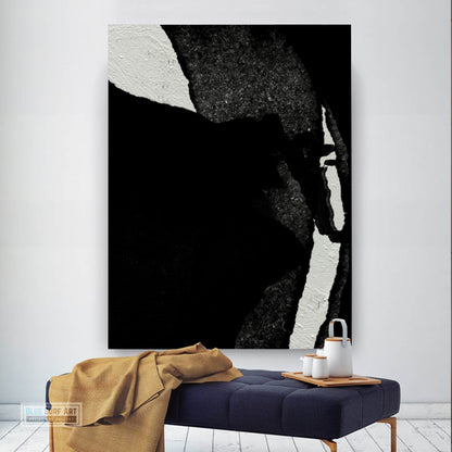 Modern Abstract Canvas Wall Art, Original Oil Painting, Black and White Living Room Wall Art Decor no. 33