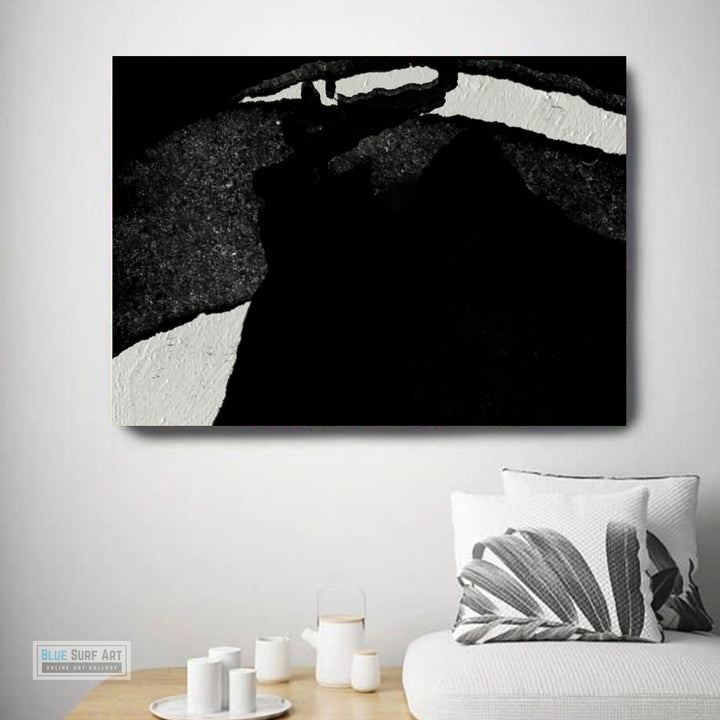 Modern Abstract Canvas Wall Art, Original Oil Painting, Black and White Living Room Wall Art Decor no. 33