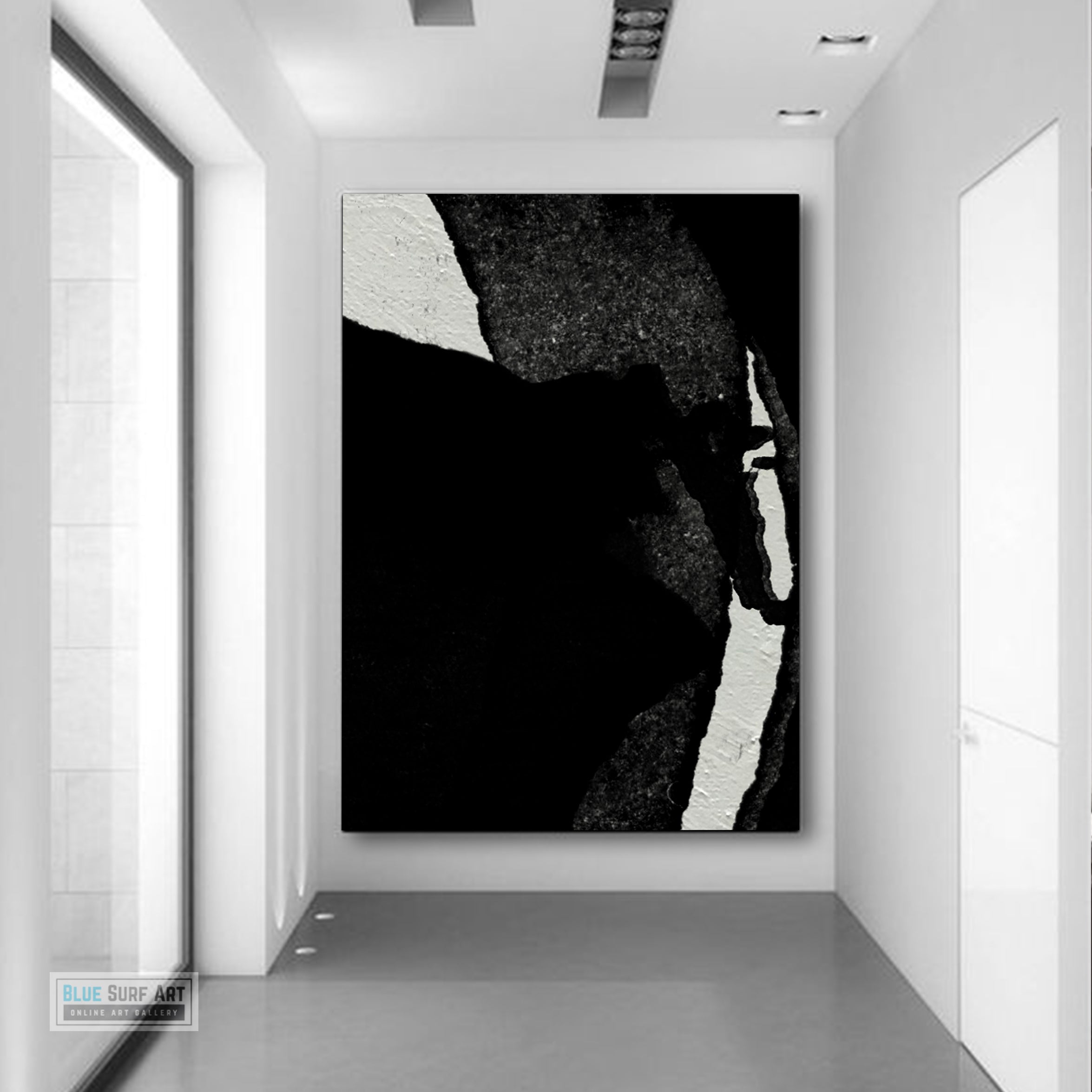 Modern Abstract Canvas Wall Art, Original Oil Painting, Black and White Living Room Wall Art Decor no. 33