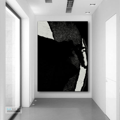 Modern Abstract Canvas Wall Art, Original Oil Painting, Black and White Living Room Wall Art Decor no. 33