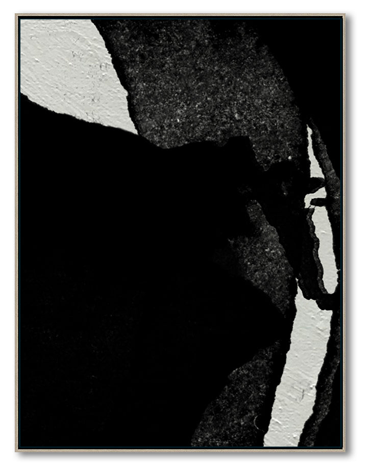 Modern Abstract Canvas Wall Art, Original Oil Painting, Black and White Living Room Wall Art Decor no. 33
