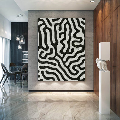 Large Abstract Canvas Wall Art, Original Oil Painting, Black and White Living Room Wall Art Decor no. 35