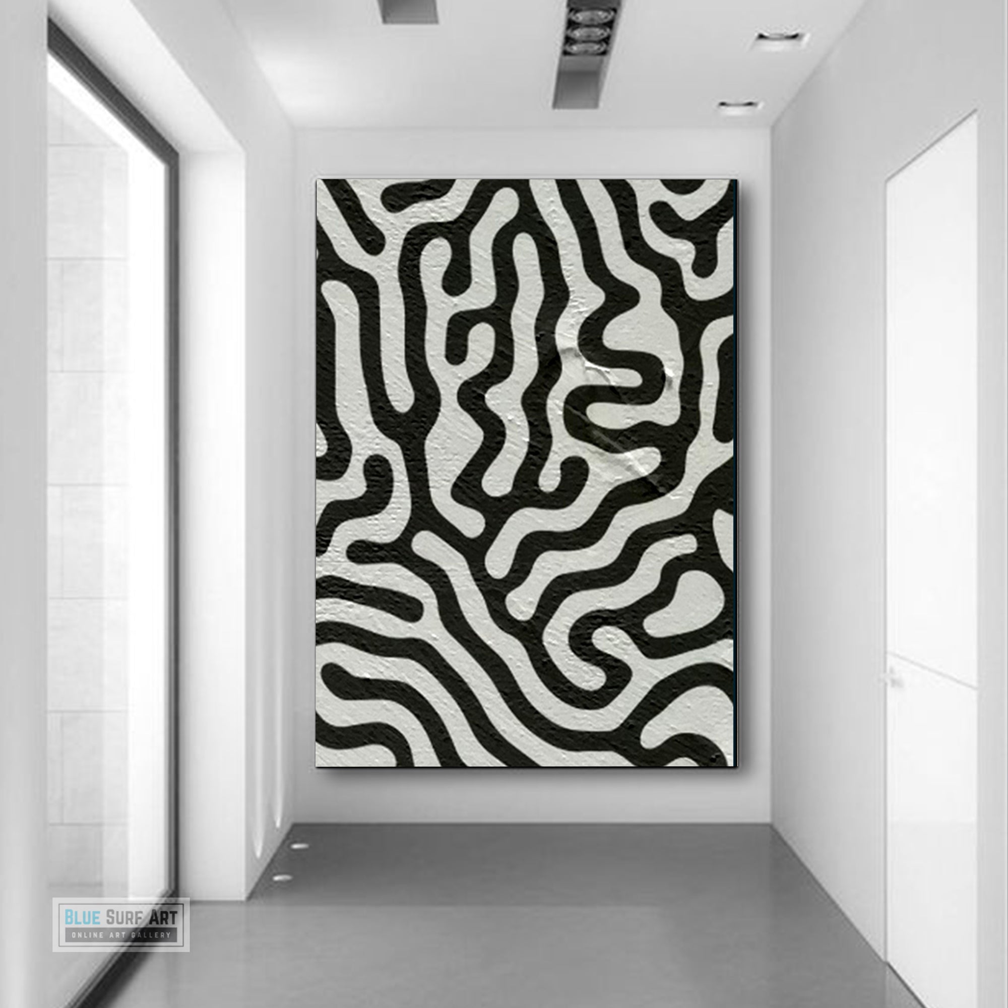 Large Abstract Canvas Wall Art, Original Oil Painting, Black and White Living Room Wall Art Decor no. 35