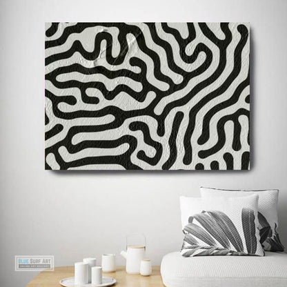 Large Abstract Canvas Wall Art, Original Oil Painting, Black and White Living Room Wall Art Decor no. 35