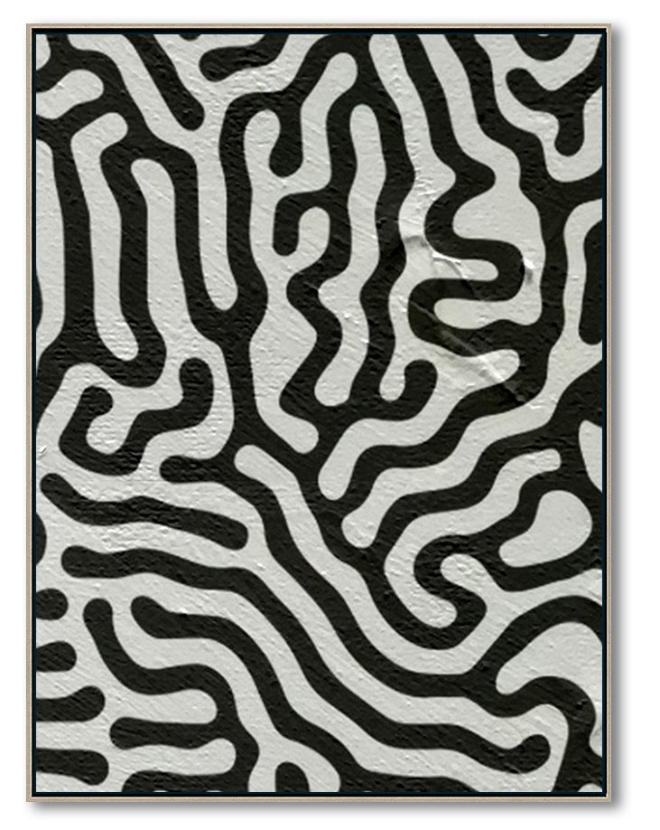 Large Abstract Canvas Wall Art, Original Oil Painting, Black and White Living Room Wall Art Decor no. 35
