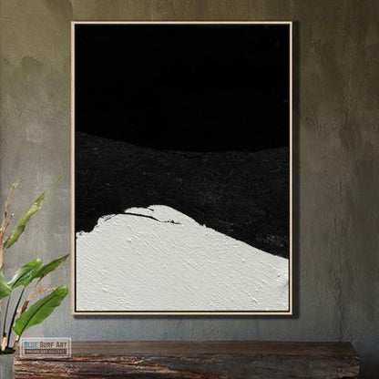 Large Minimalist Abstract Canvas Wall Art, Original Oil Painting, Black and White Living Room Wall Art Decor no. 36