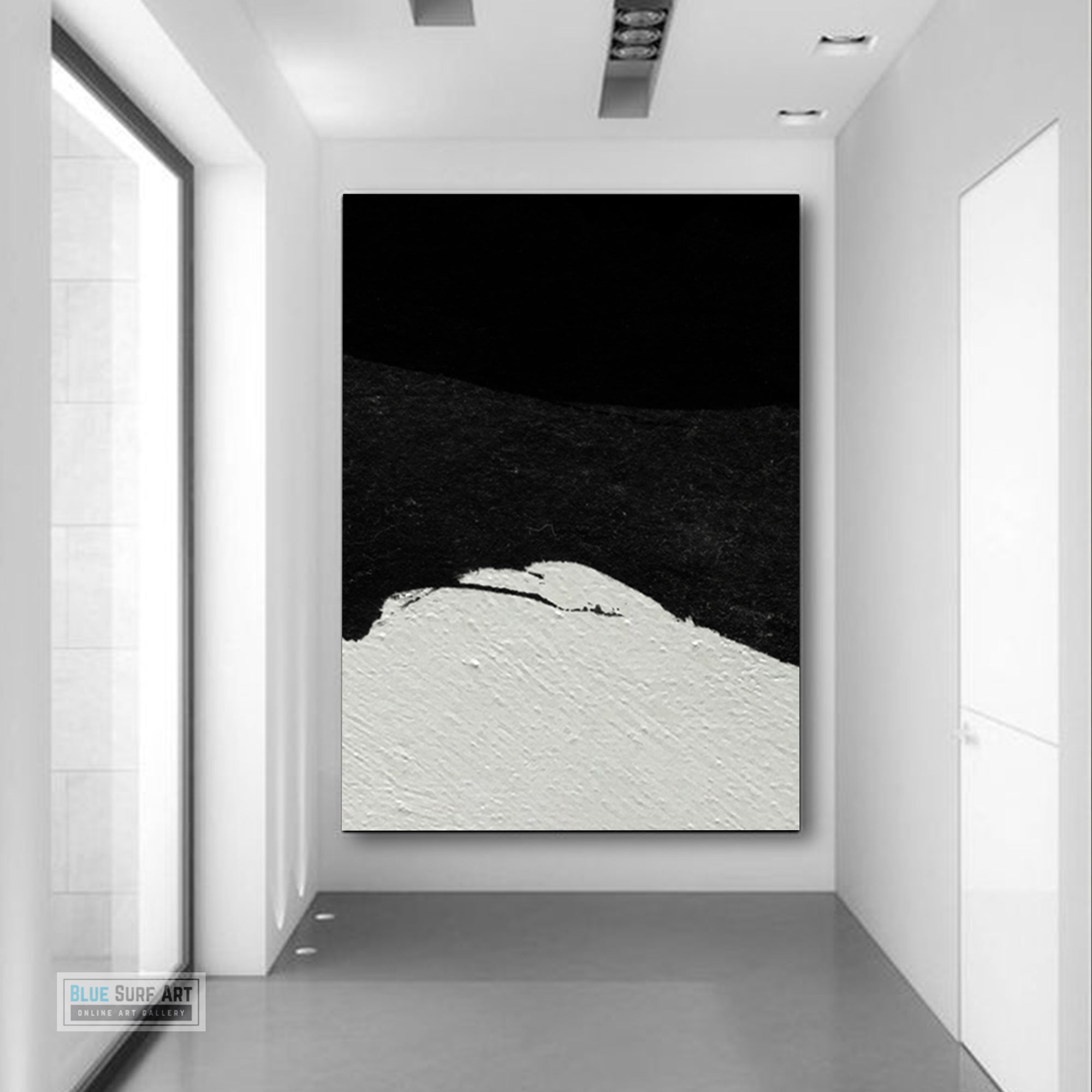Large Minimalist Abstract Canvas Wall Art, Original Oil Painting, Black and White Living Room Wall Art Decor no. 36