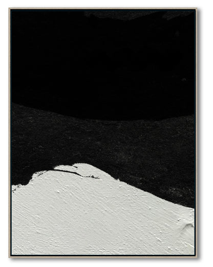 Large Minimalist Abstract Canvas Wall Art, Original Oil Painting, Black and White Living Room Wall Art Decor no. 36