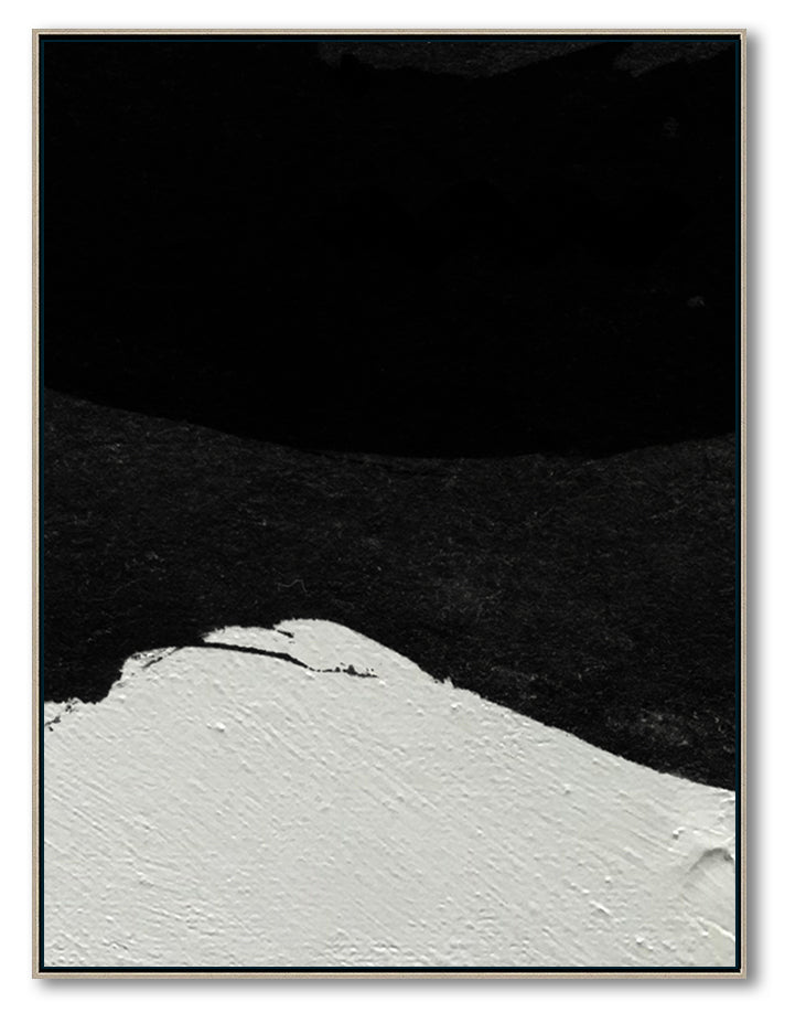 Large Minimalist Abstract Canvas Wall Art, Original Oil Painting, Black and White Living Room Wall Art Decor no. 36