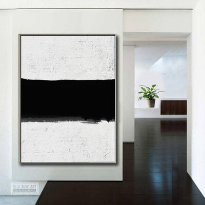 Oversized Minimalist Abstract Canvas Wall Art, Original Oil Painting, Black and White Living Room Wall Art Decor no. 37