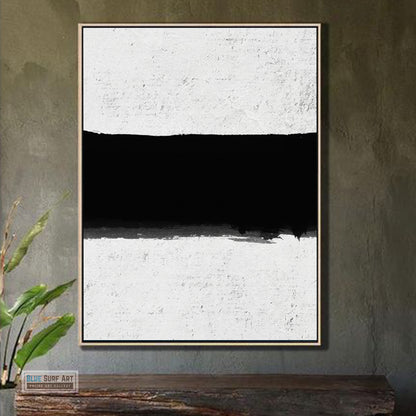 Oversized Minimalist Abstract Canvas Wall Art, Original Oil Painting, Black and White Living Room Wall Art Decor no. 37