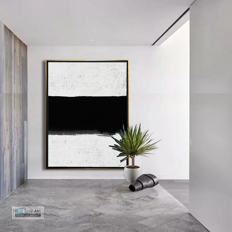 Oversized Minimalist Abstract Canvas Wall Art, Original Oil Painting, Black and White Living Room Wall Art Decor no. 37