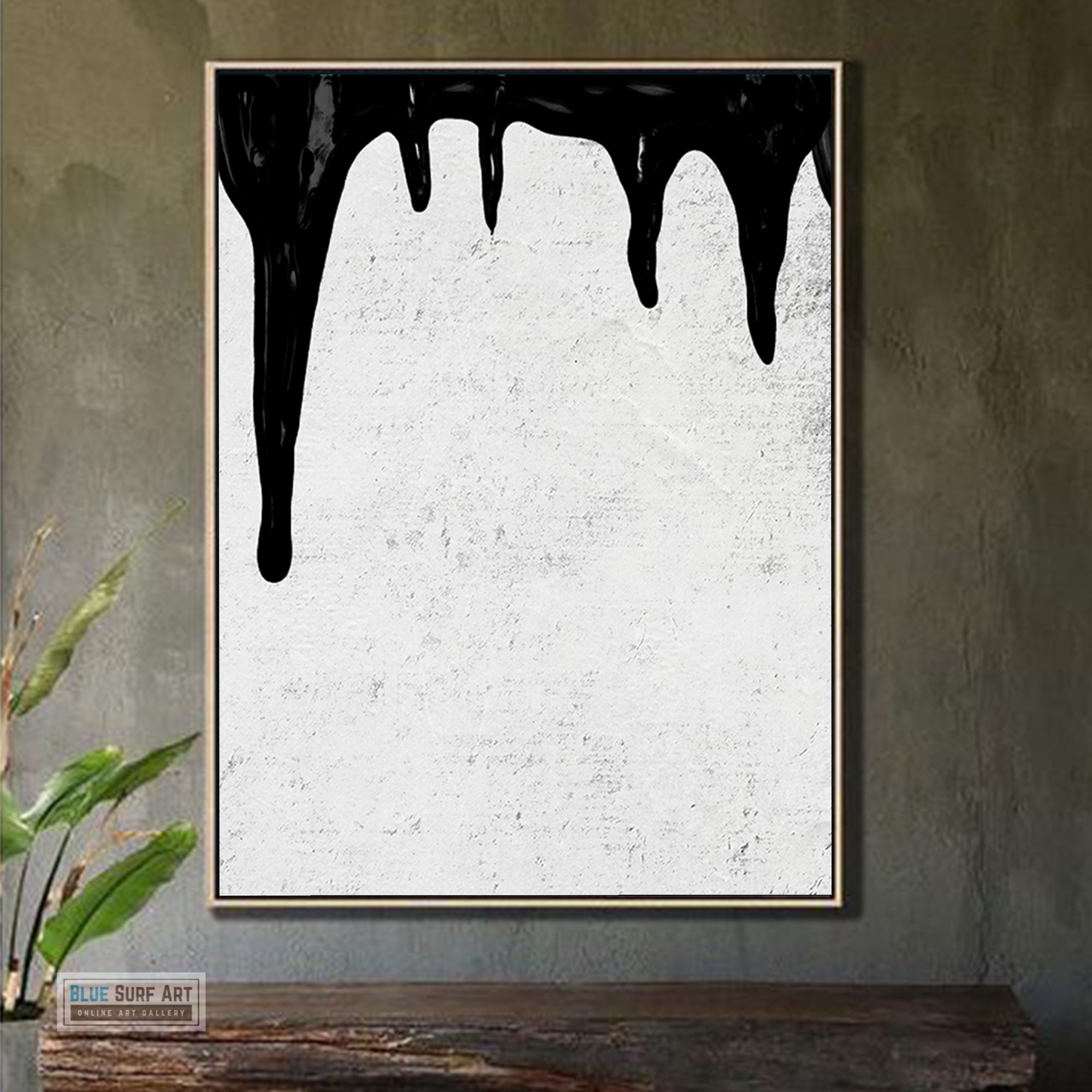Abstract Canvas Wall Art, Original Oil Painting, Dripping Black and White Living Room Wall Art Decor no. 39