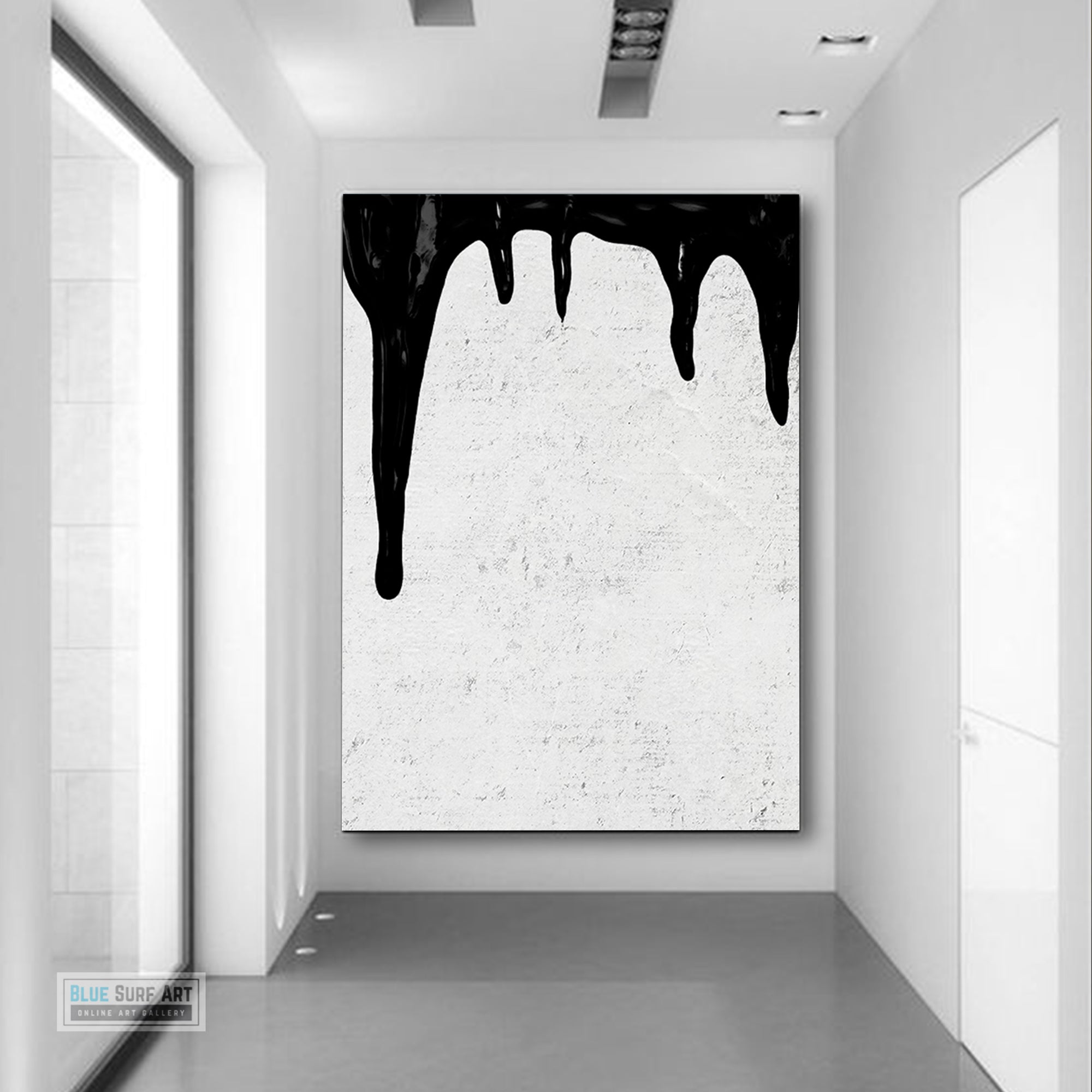 Abstract Canvas Wall Art, Original Oil Painting, Dripping Black and White Living Room Wall Art Decor no. 39