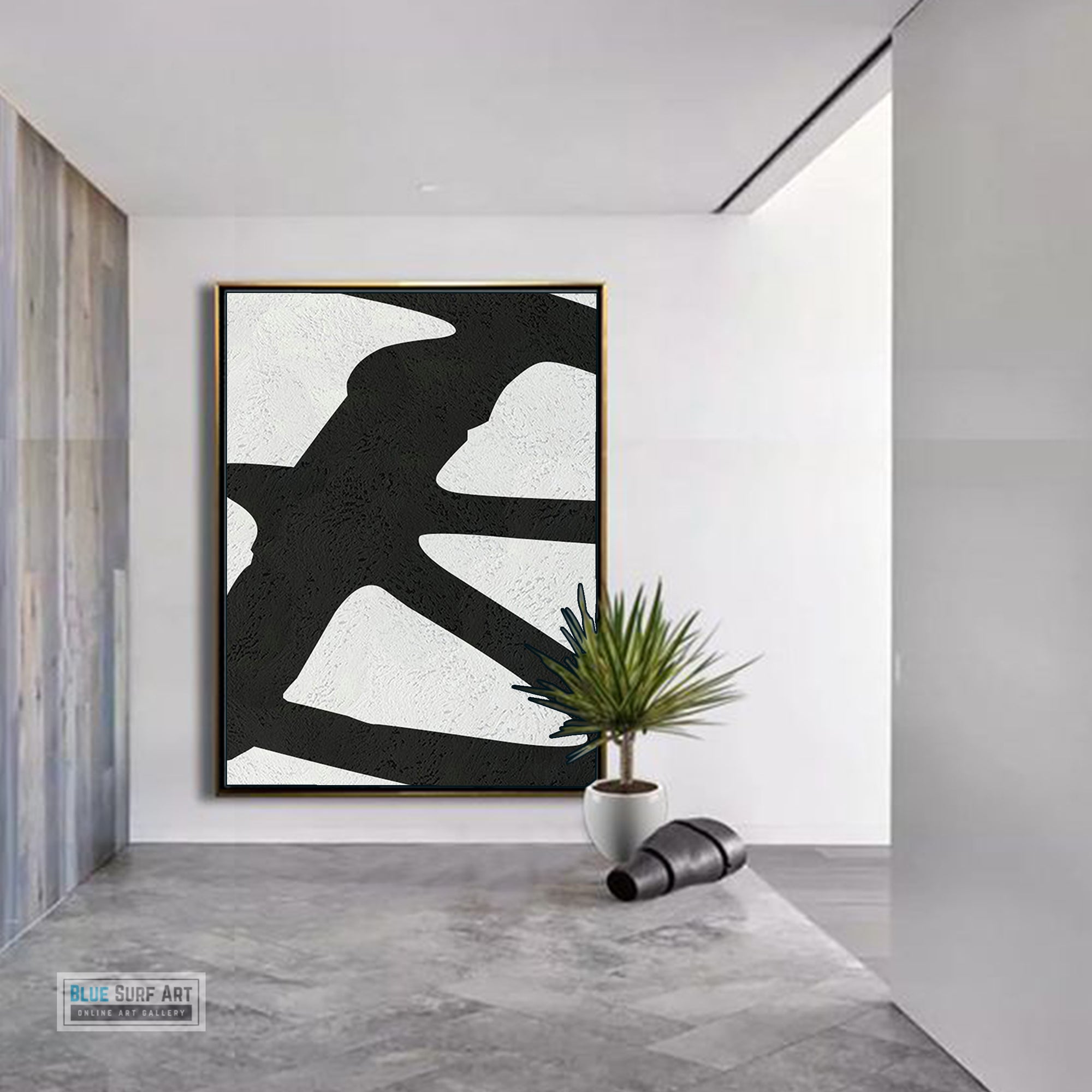 Oversized Abstract Canvas Wall Art, Original Oil Painting, Black and White Living Room Wall Art Decor no. 41