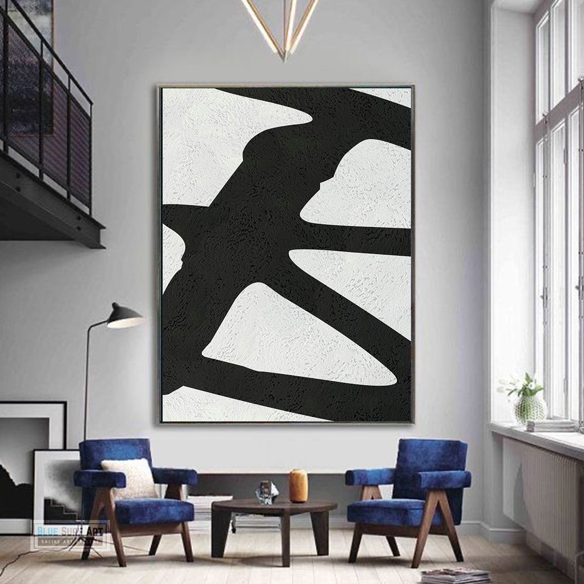 Oversized Abstract Canvas Wall Art, Original Oil Painting, Black and White Living Room Wall Art Decor no. 41