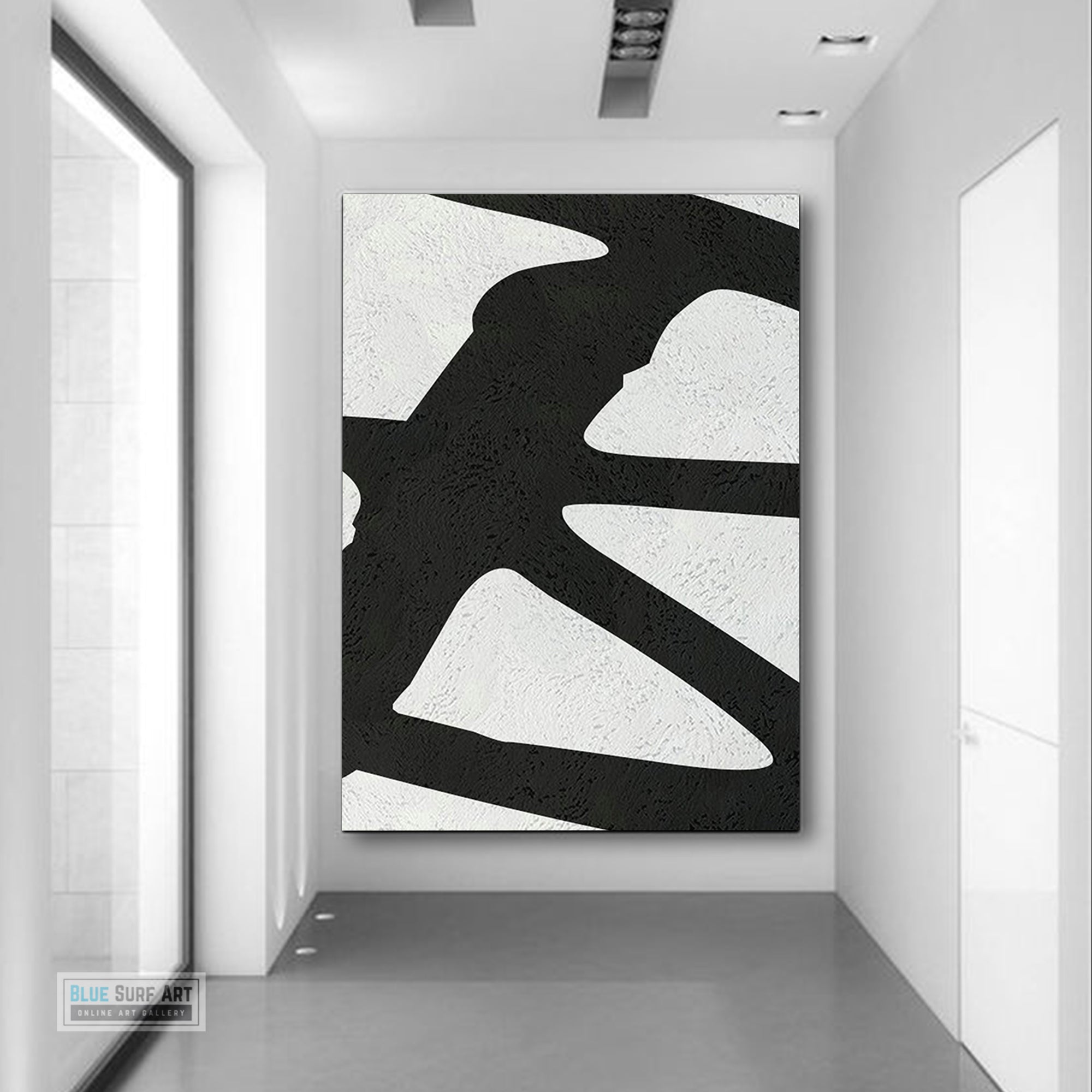Oversized Abstract Canvas Wall Art, Original Oil Painting, Black and White Living Room Wall Art Decor no. 41