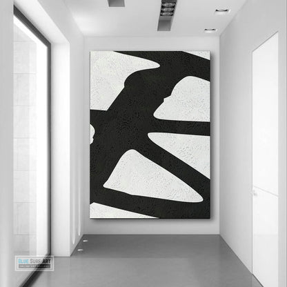 Oversized Abstract Canvas Wall Art, Original Oil Painting, Black and White Living Room Wall Art Decor no. 41
