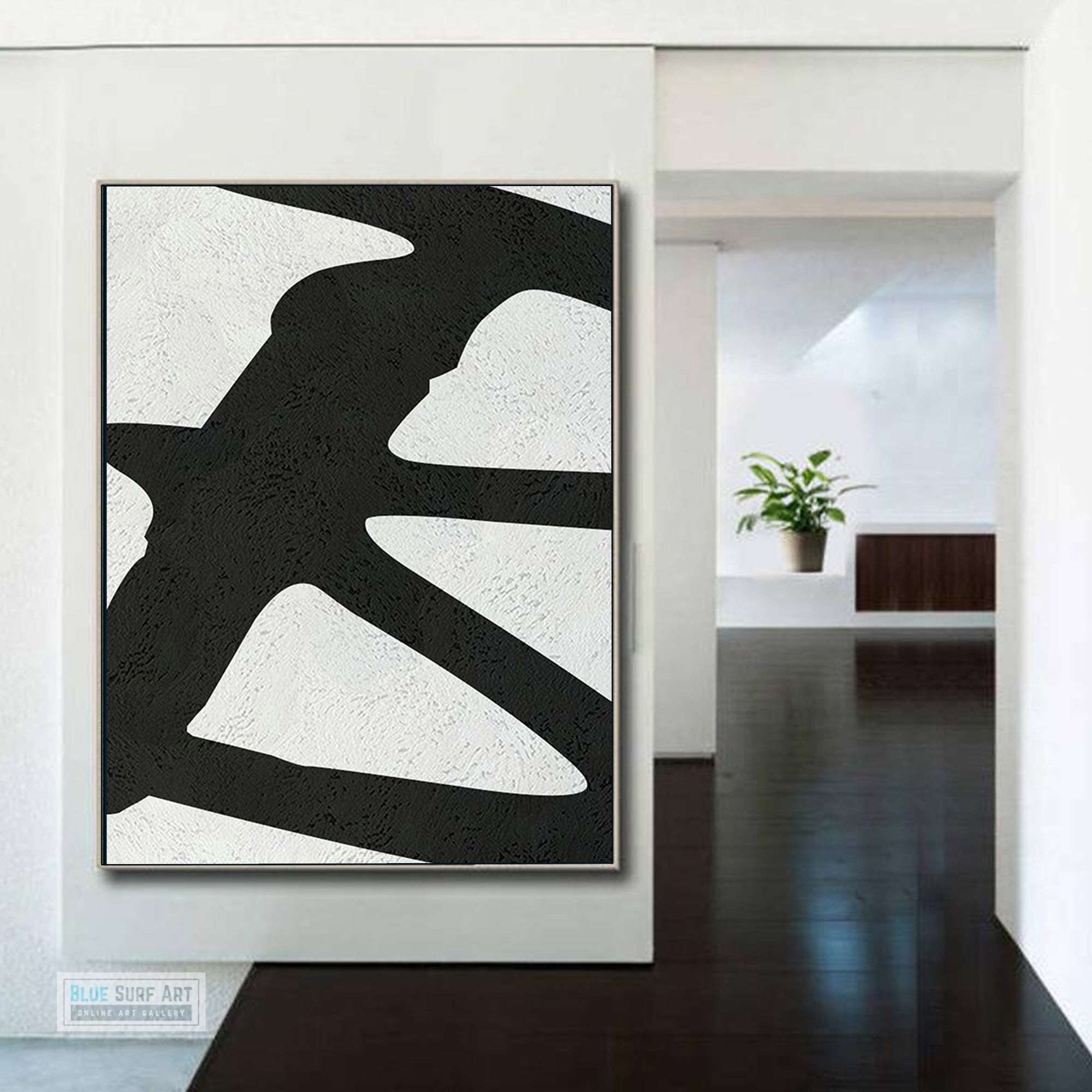 Oversized Abstract Canvas Wall Art, Original Oil Painting, Black and White Living Room Wall Art Decor no. 41