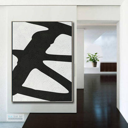 Oversized Abstract Canvas Wall Art, Original Oil Painting, Black and White Living Room Wall Art Decor no. 41
