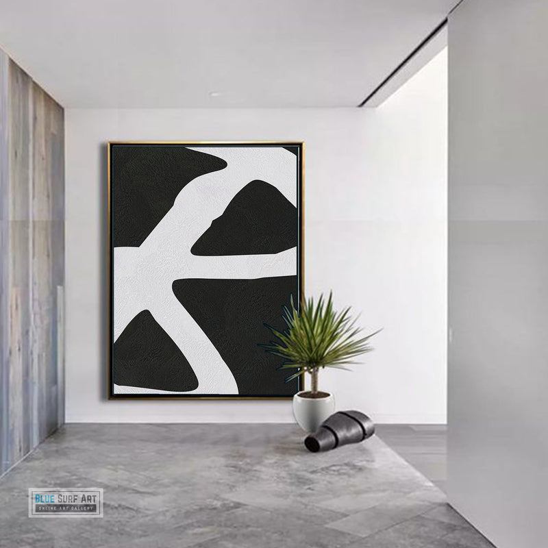 Oversized Abstract Canvas Wall Art, Original Oil Painting, Black and White Living Room Wall Art Decor no. 42