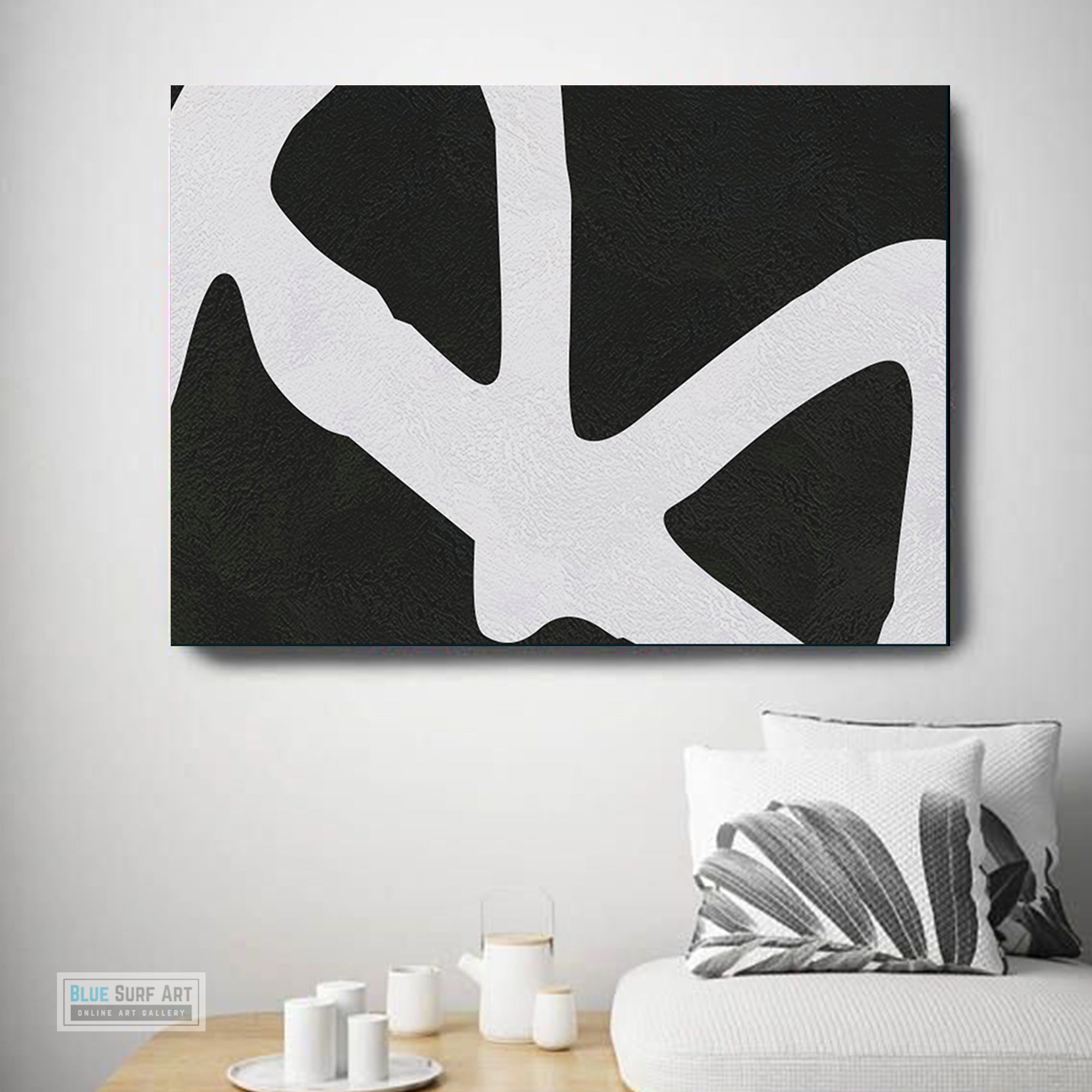 Oversized Abstract Canvas Wall Art, Original Oil Painting, Black and White Living Room Wall Art Decor no. 42