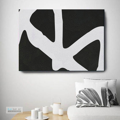 Oversized Abstract Canvas Wall Art, Original Oil Painting, Black and White Living Room Wall Art Decor no. 42