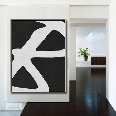 Oversized Abstract Canvas Wall Art, Original Oil Painting, Black and White Living Room Wall Art Decor no. 42