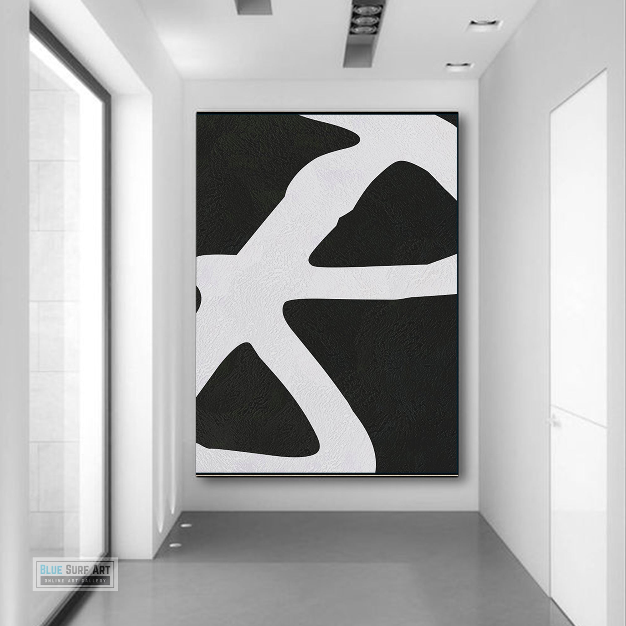Oversized Abstract Canvas Wall Art, Original Oil Painting, Black and White Living Room Wall Art Decor no. 42