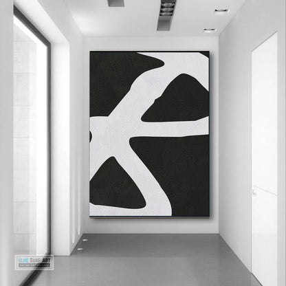 Oversized Abstract Canvas Wall Art, Original Oil Painting, Black and White Living Room Wall Art Decor no. 42