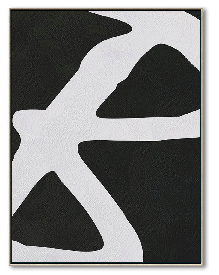 Oversized Abstract Canvas Wall Art, Original Oil Painting, Black and White Living Room Wall Art Decor no. 42