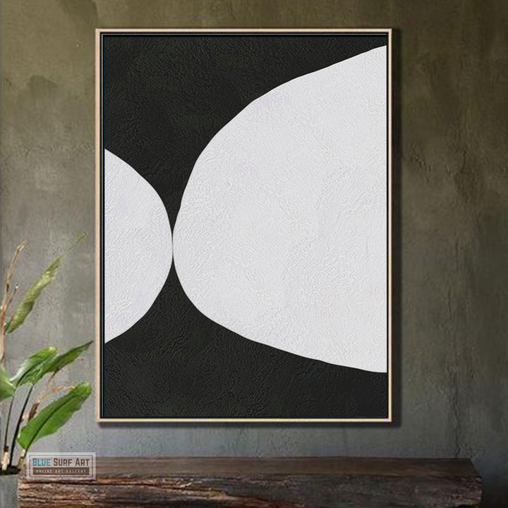 Minimalist Abstract Canvas Wall Art, Original Oil Painting, Black and White Living Room Wall Art Decor no. 43